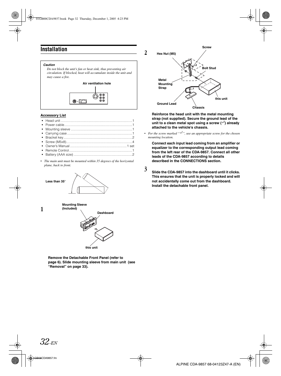 Installation | Alpine CDA-9857 User Manual | Page 34 / 38