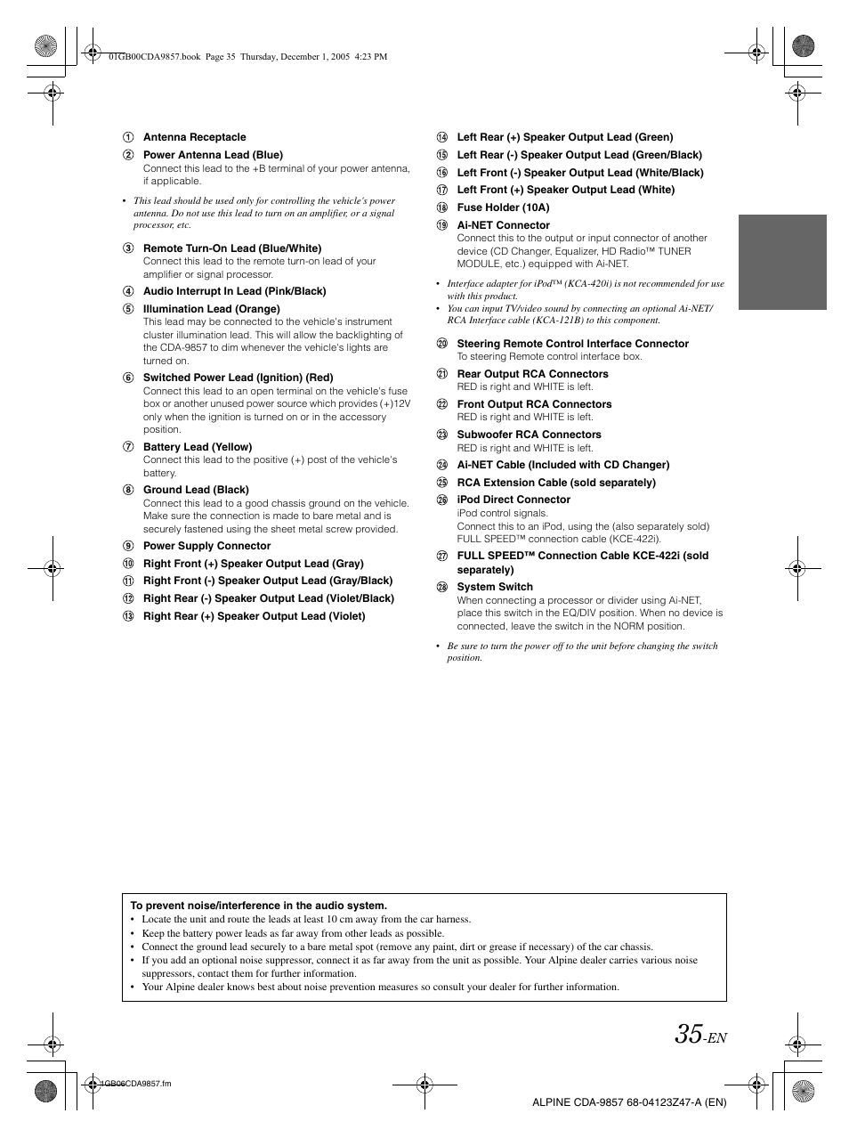 Alpine CDA-9857 User Manual | Page 37 / 38