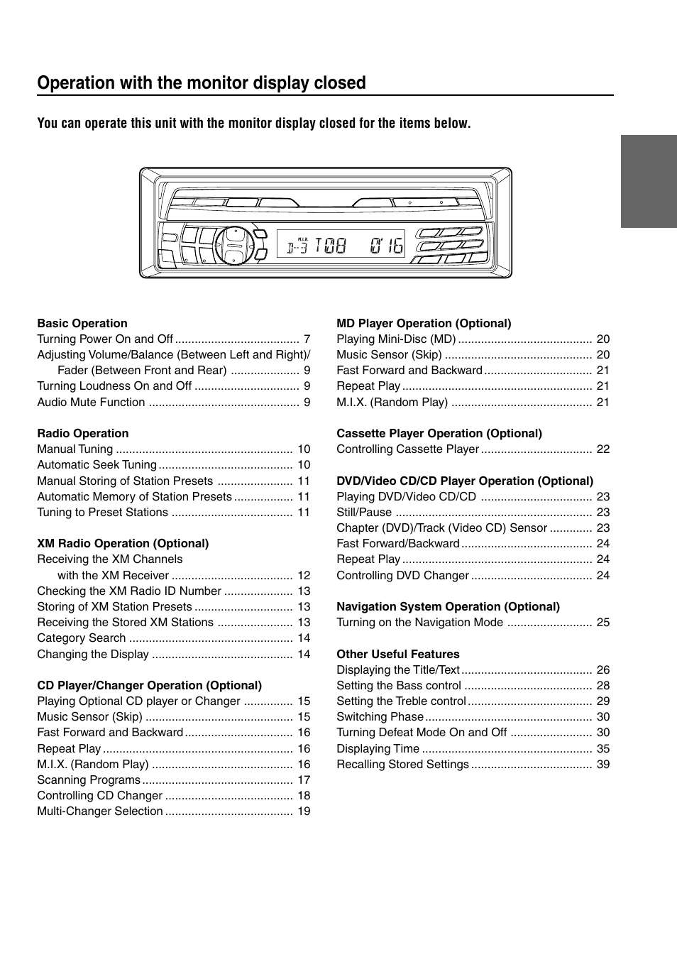 Operation with the monitor display closed | Alpine CVA-1003 User Manual | Page 43 / 56