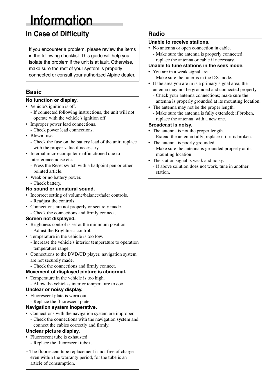 Information | Alpine CVA-1003 User Manual | Page 44 / 56