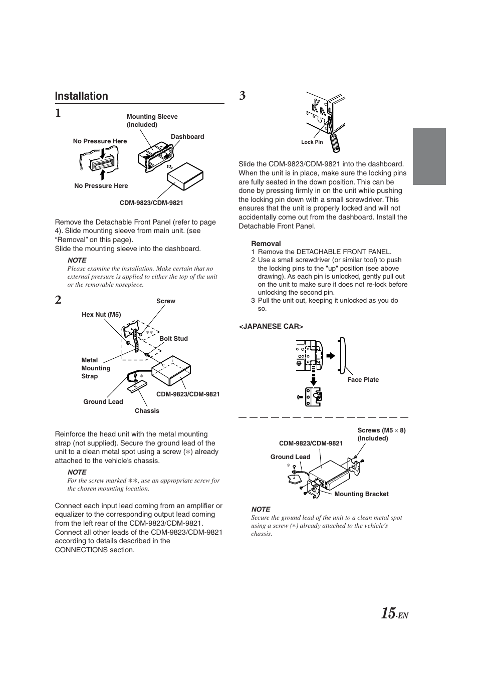 Installation | Alpine CDM-9823 User Manual | Page 17 / 22