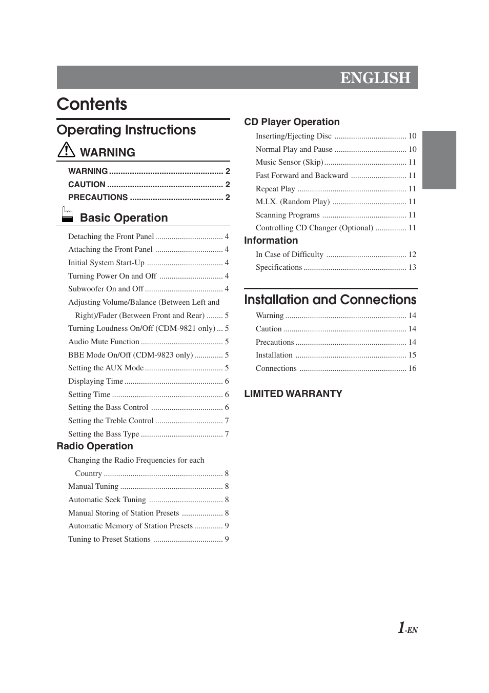 Alpine CDM-9823 User Manual | Page 3 / 22