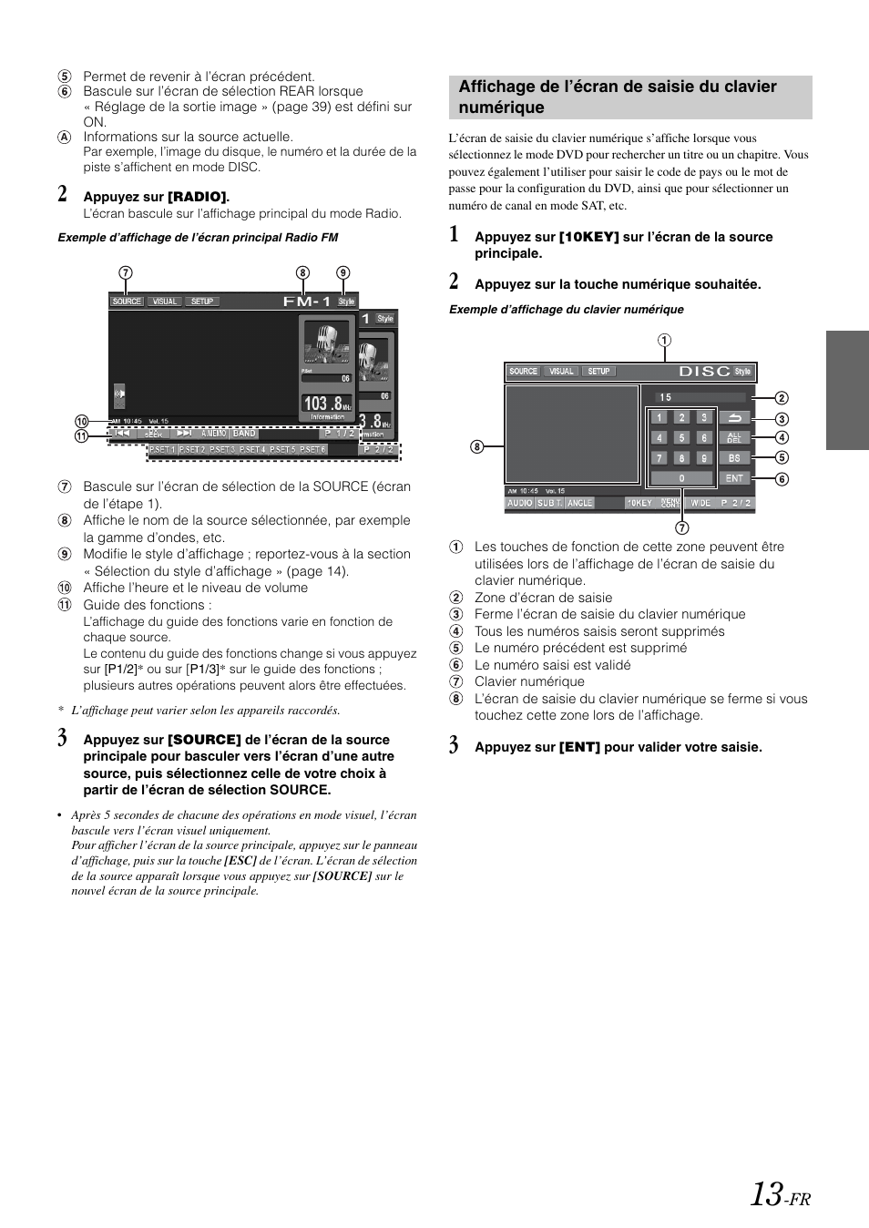 Affichage de l’écran de saisie du clavier, Numérique | Alpine IVA-W505 User Manual | Page 110 / 284