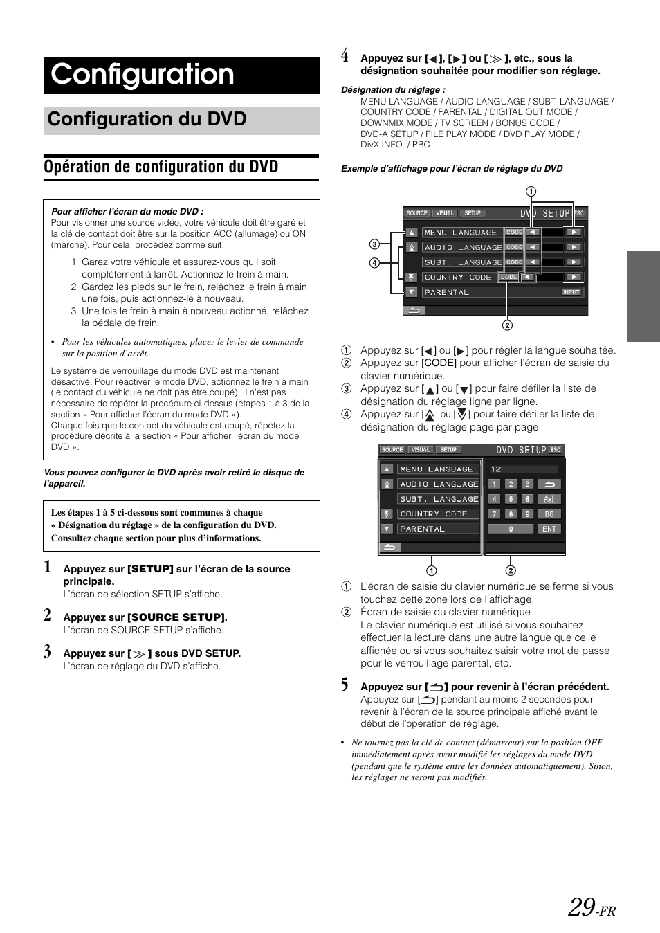 Configuration, Configuration du dvd, Opération de configuration du dvd | Alpine IVA-W505 User Manual | Page 126 / 284