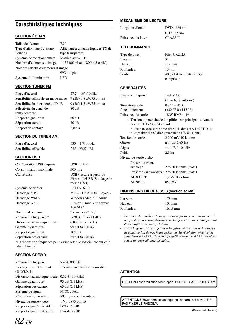 Caractéristiques techniques | Alpine IVA-W505 User Manual | Page 179 / 284