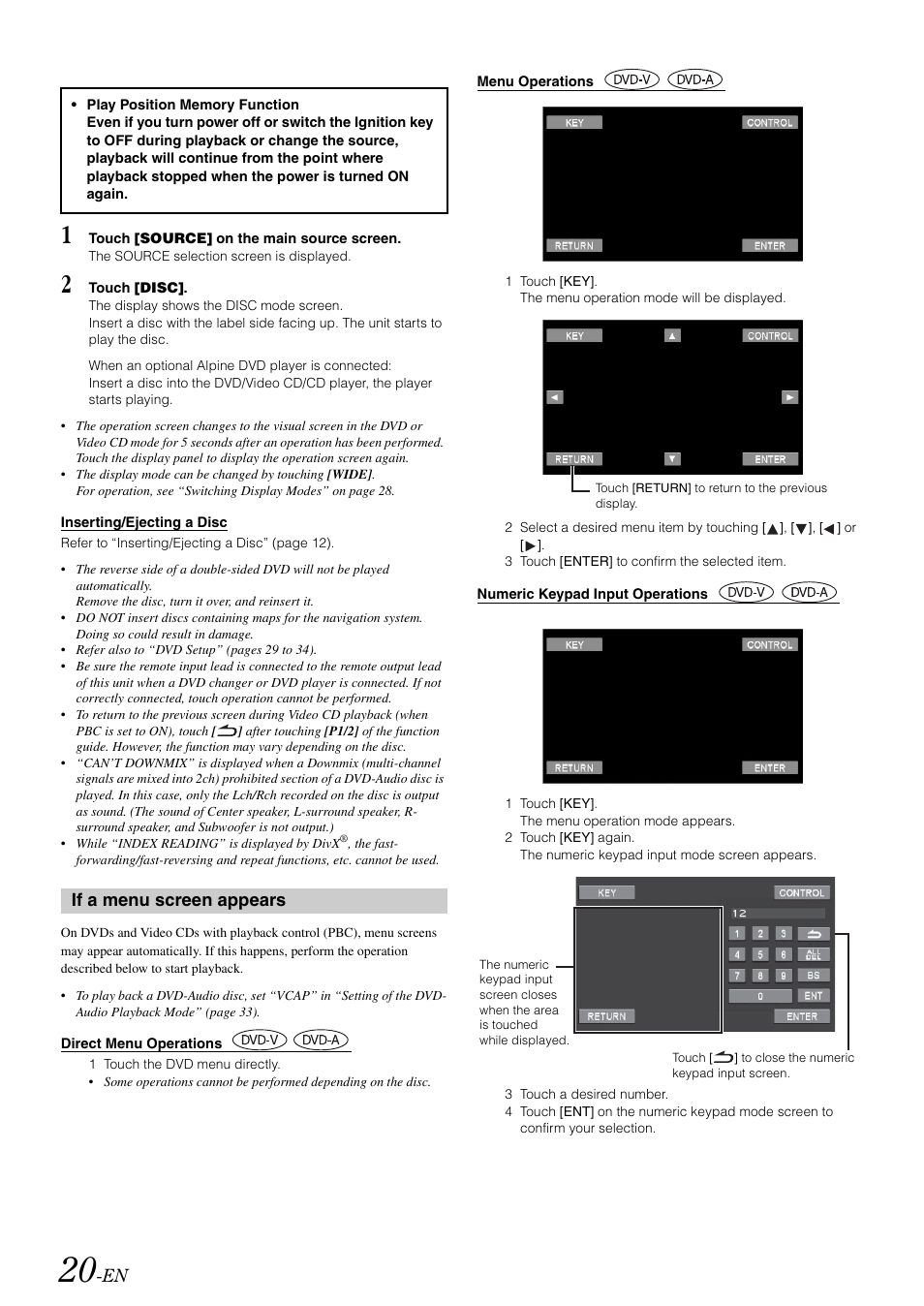 If a menu screen appears | Alpine IVA-W505 User Manual | Page 22 / 284