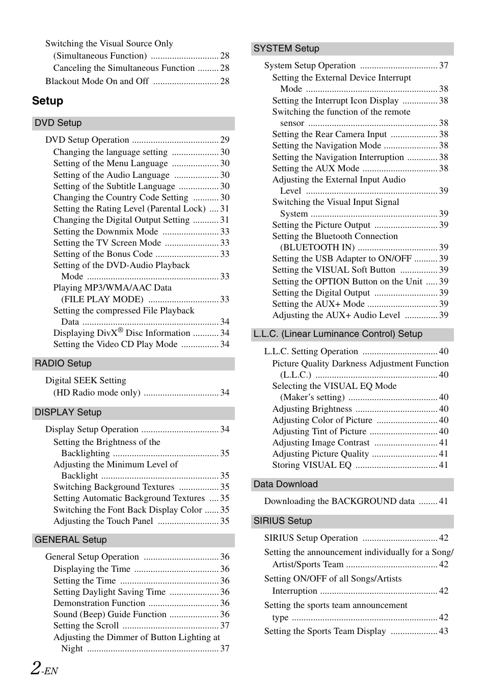 Setup | Alpine IVA-W505 User Manual | Page 4 / 284