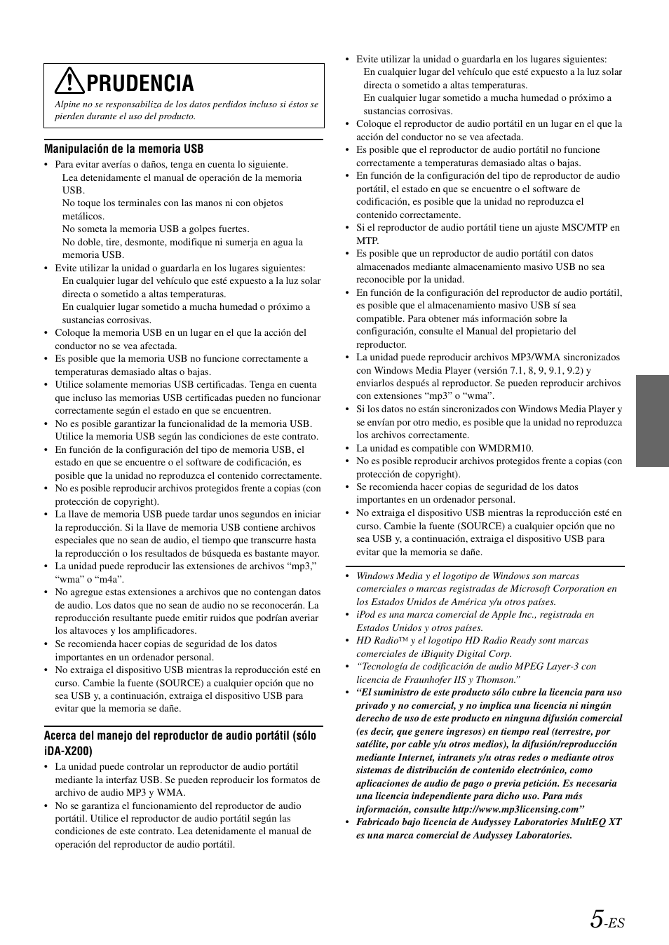 Prudencia | Alpine IDA-X300 User Manual | Page 105 / 146