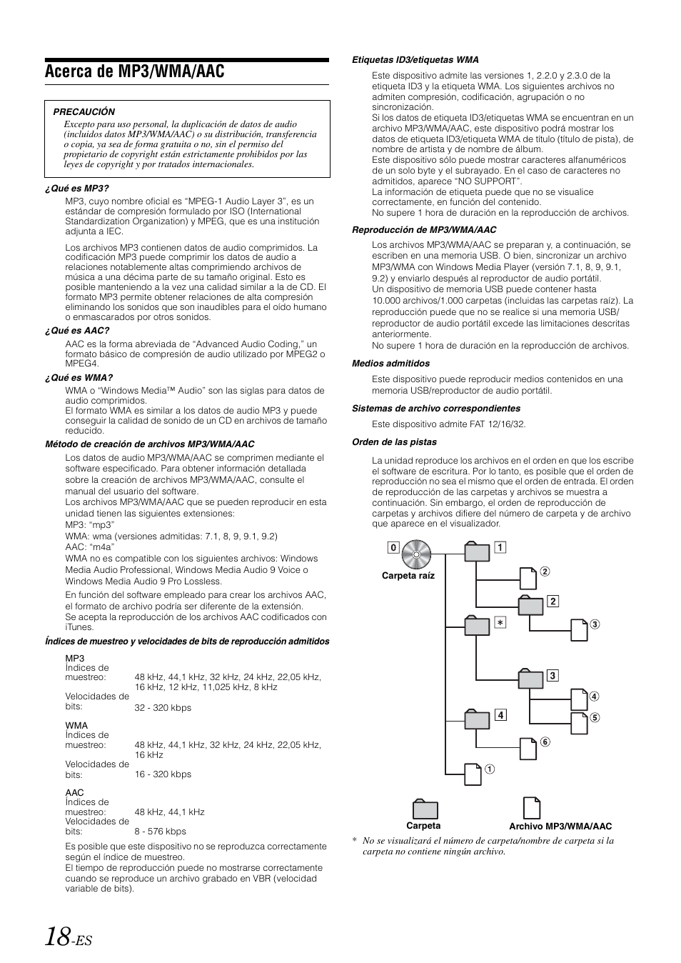 Acerca de mp3/wma/aac | Alpine IDA-X300 User Manual | Page 118 / 146
