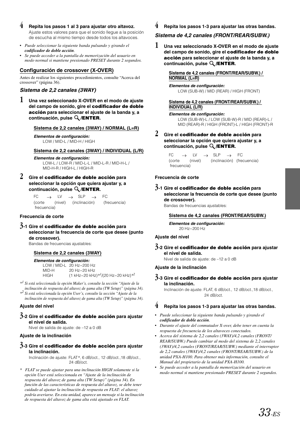 Configuración de crossover (x-over) | Alpine IDA-X300 User Manual | Page 133 / 146