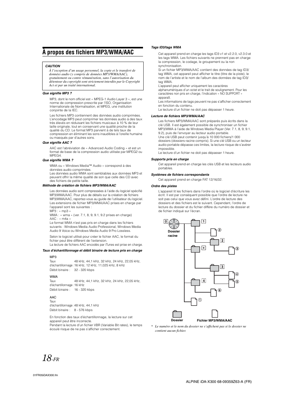 À propos des fichiers mp3/wma/aac | Alpine IDA-X300 User Manual | Page 69 / 146