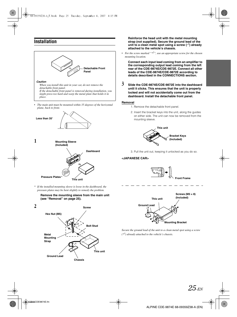 Installation | Alpine CDE-9874E User Manual | Page 27 / 60