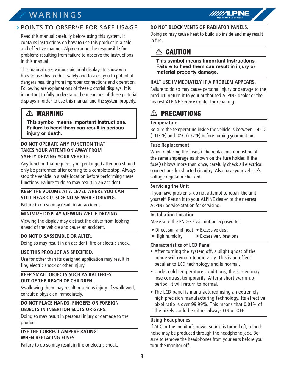 Alpine PND-K3-MSN User Manual | Page 3 / 40