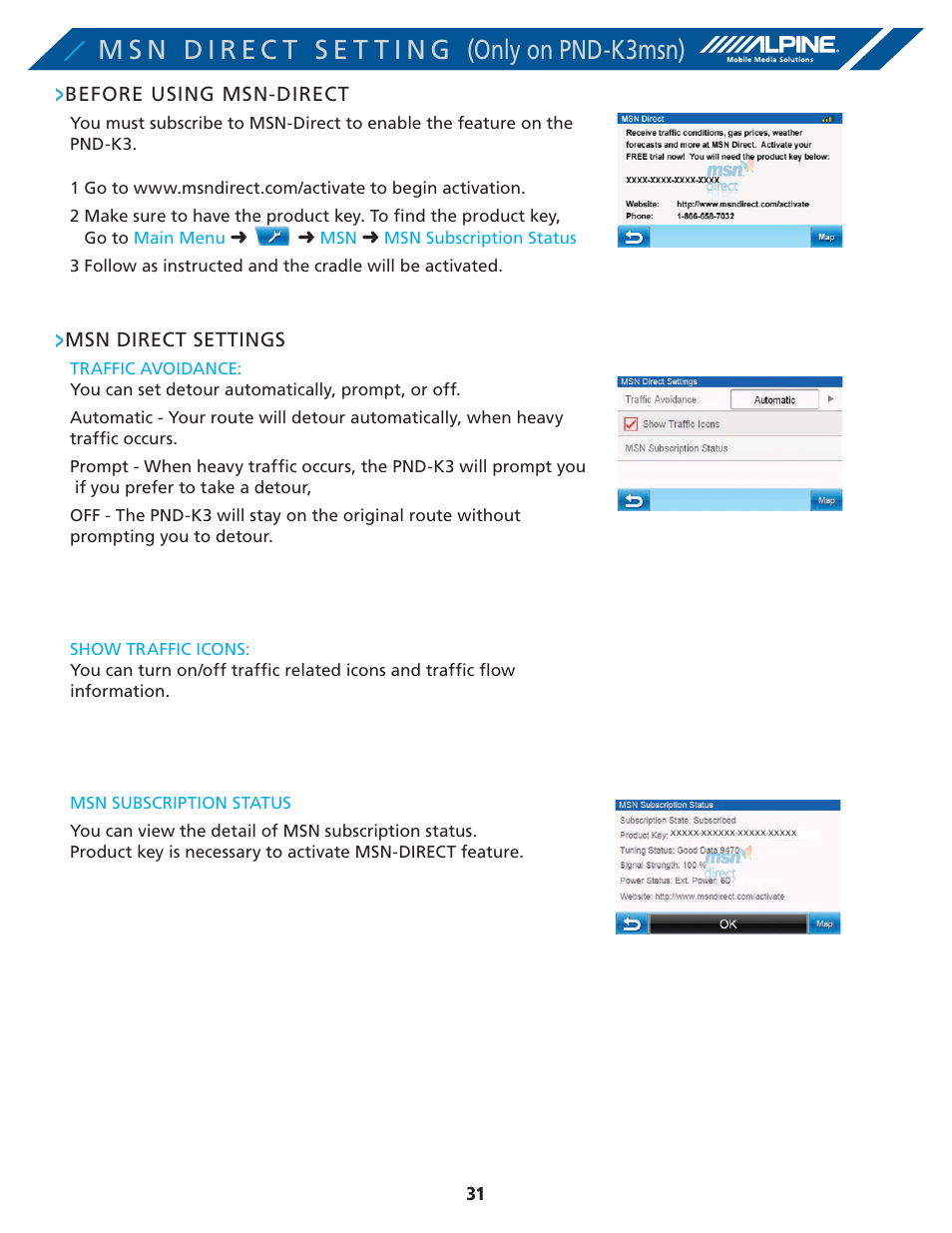 Alpine PND-K3-MSN User Manual | Page 31 / 40