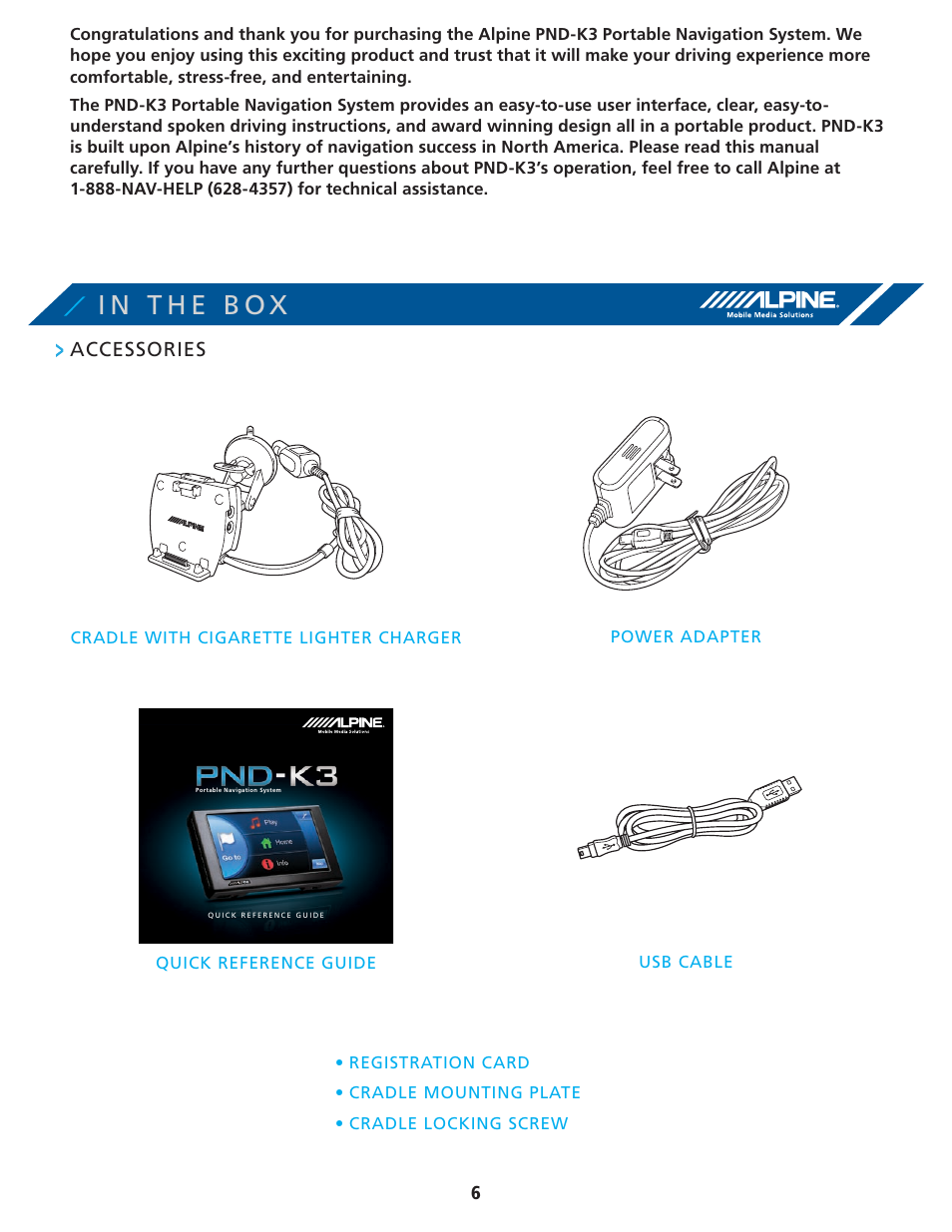 Accessories | Alpine PND-K3-MSN User Manual | Page 6 / 40