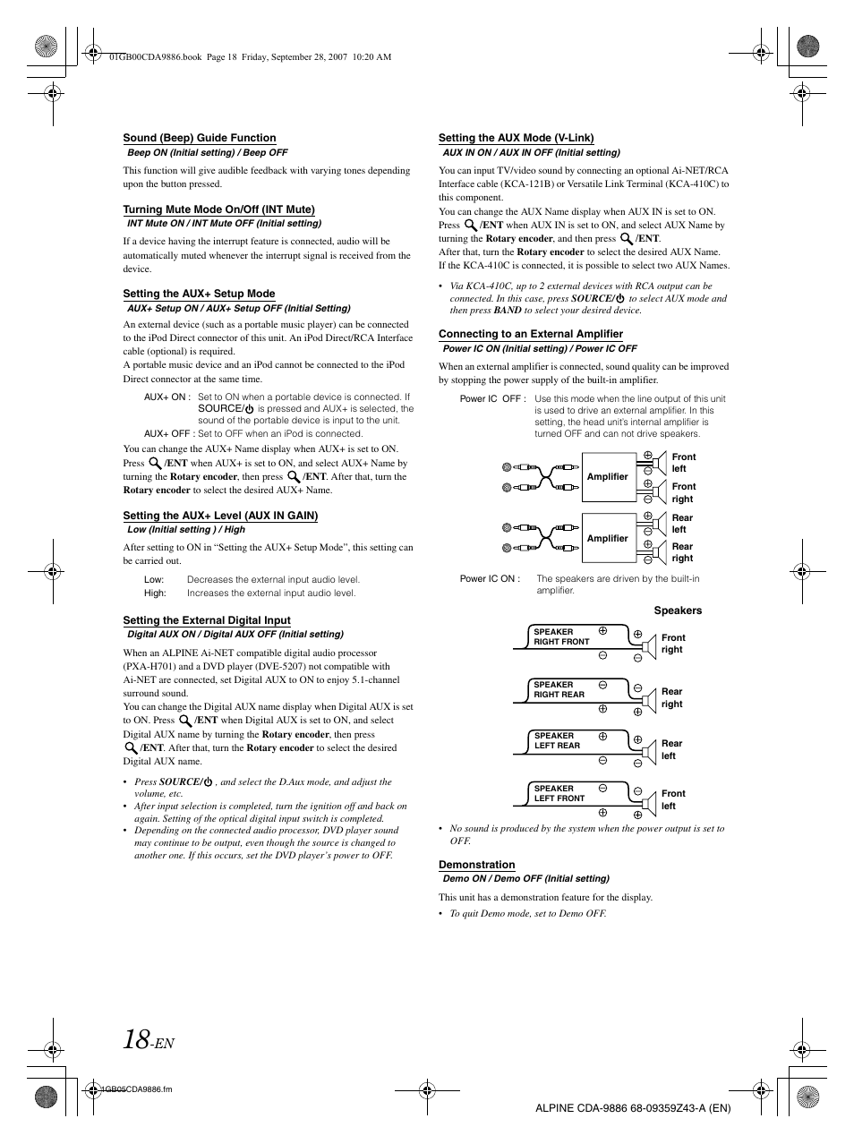 Alpine cda-9886 User Manual | Page 20 / 88