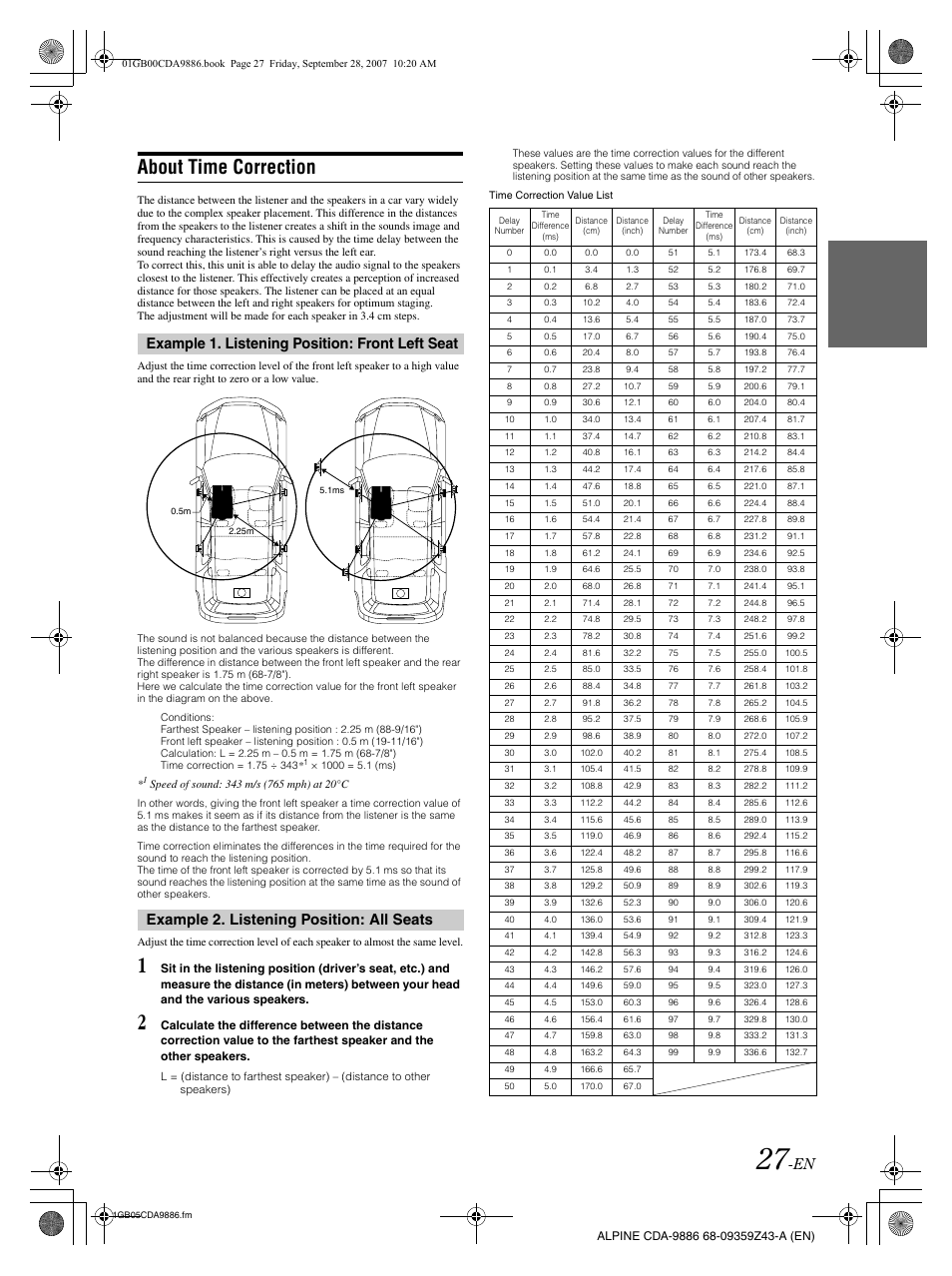 About time correction | Alpine cda-9886 User Manual | Page 29 / 88