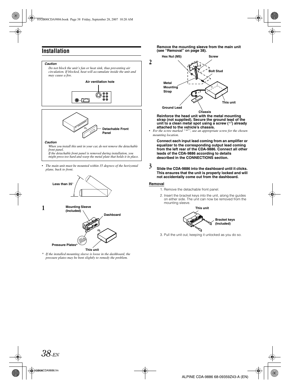 Installation | Alpine cda-9886 User Manual | Page 40 / 88