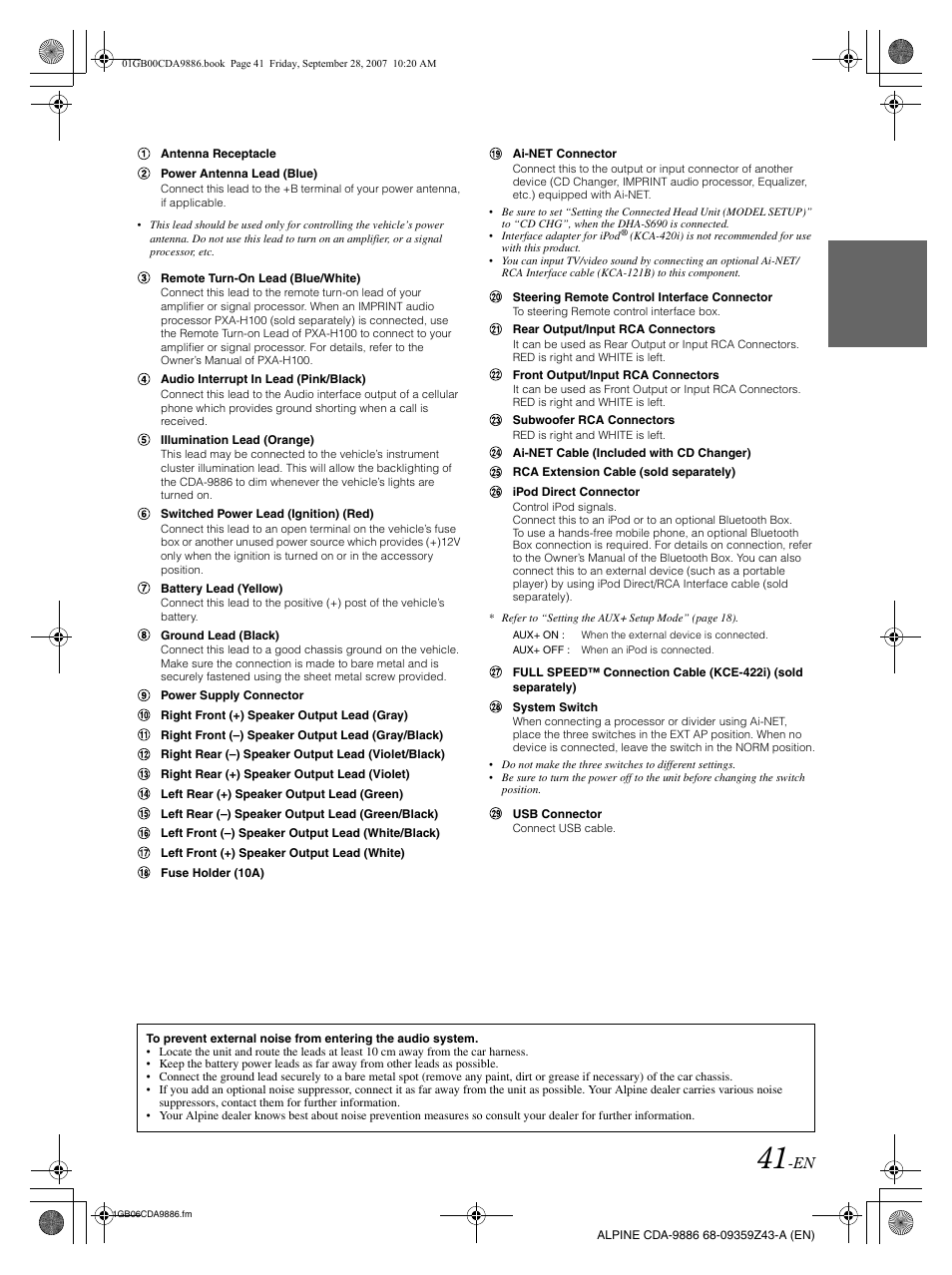 Alpine cda-9886 User Manual | Page 43 / 88