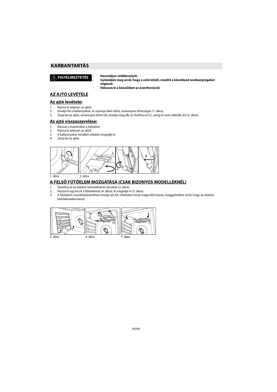 Karbantartás | Whirlpool AKP 461 WH User Manual | Page 42 / 78