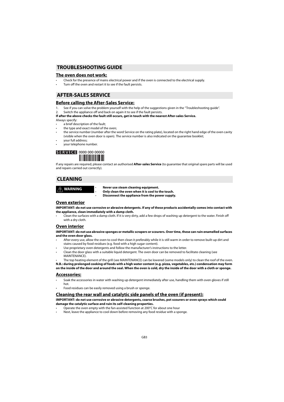 Troubleshooting guide after-sales service cleaning | Whirlpool AKP 461 WH User Manual | Page 5 / 78