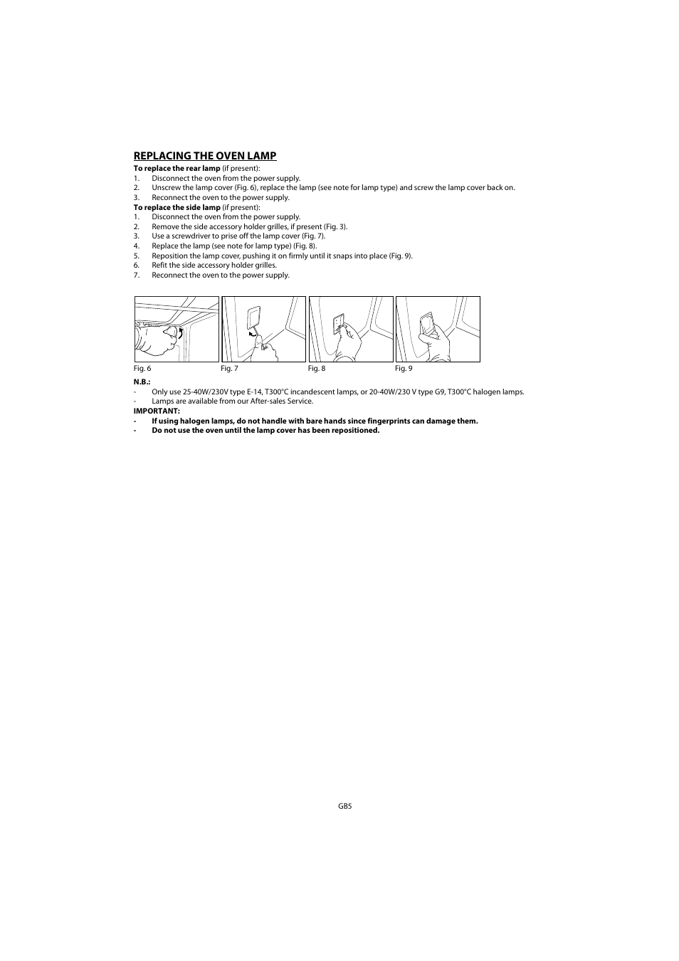 Replacing the oven lamp | Whirlpool AKP 461 WH User Manual | Page 7 / 78
