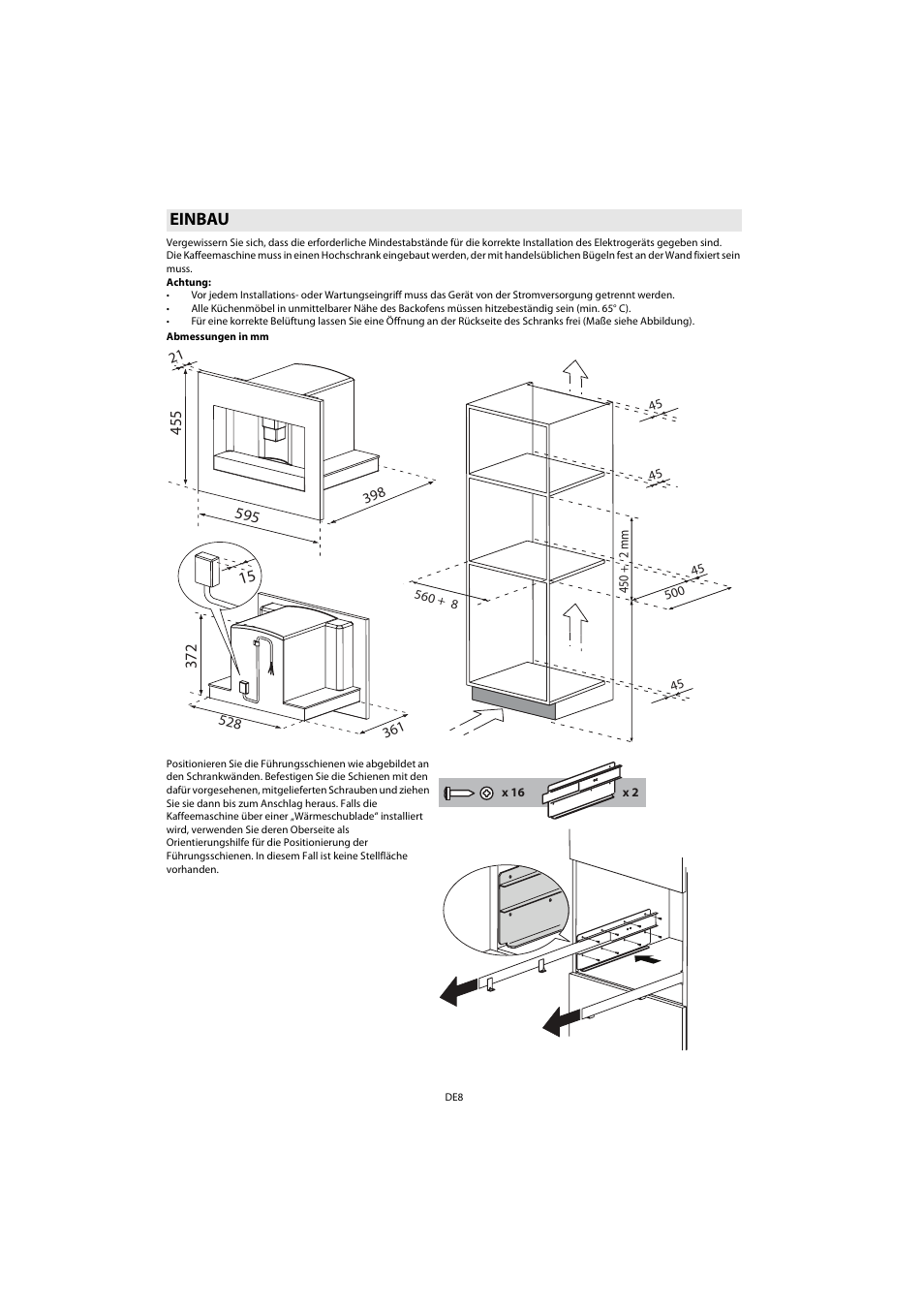 Einbau, Einbau ) | Whirlpool ACE 102 IX User Manual | Page 10 / 298