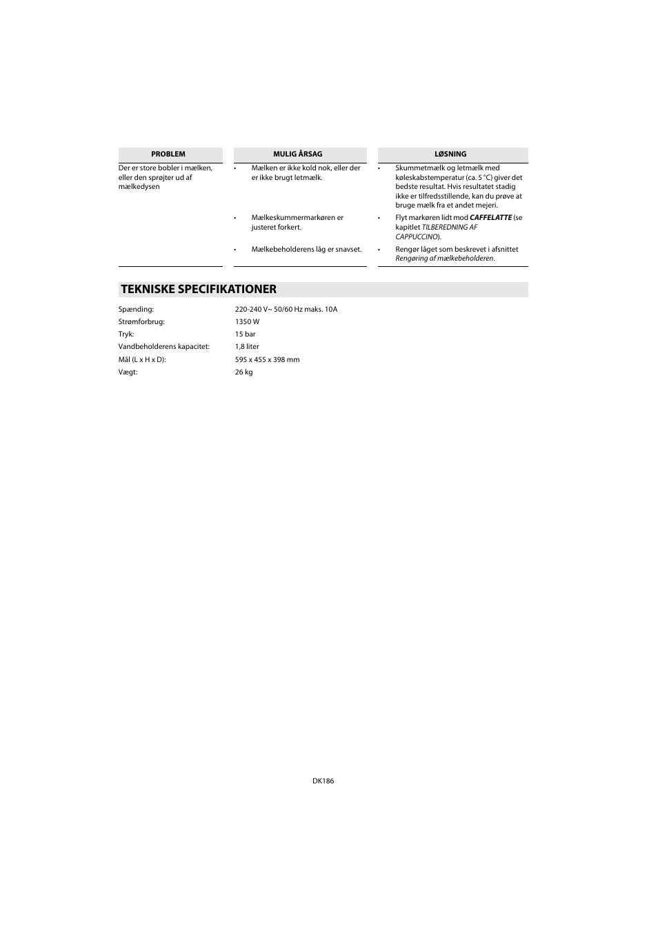 Tekniske specifikationer | Whirlpool ACE 102 IX User Manual | Page 188 / 298