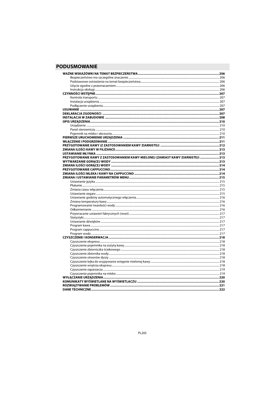 Podusmowanie | Whirlpool ACE 102 IX User Manual | Page 207 / 298