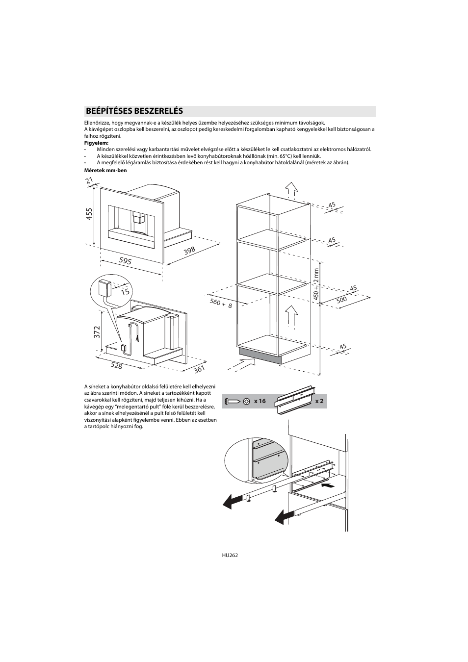 Beépítéses beszerelés | Whirlpool ACE 102 IX User Manual | Page 264 / 298