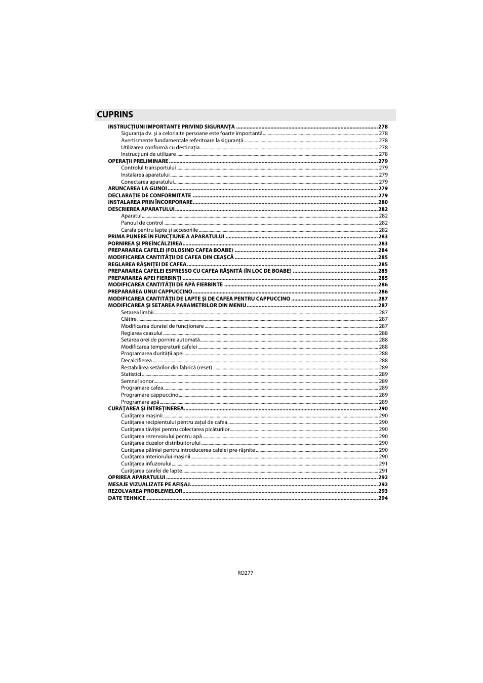 Cuprins | Whirlpool ACE 102 IX User Manual | Page 279 / 298