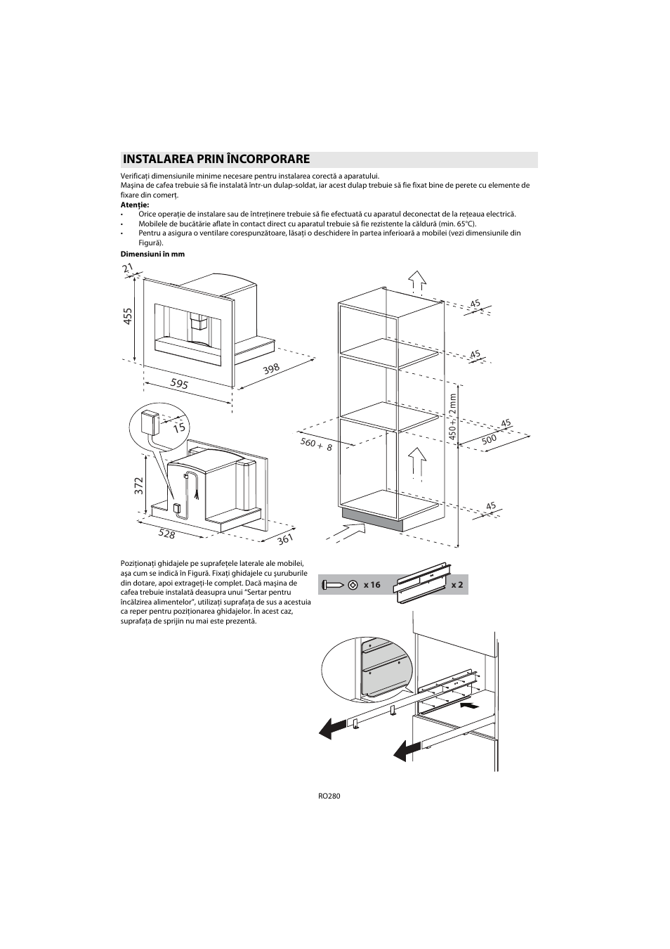 Instalarea prin încorporare | Whirlpool ACE 102 IX User Manual | Page 282 / 298