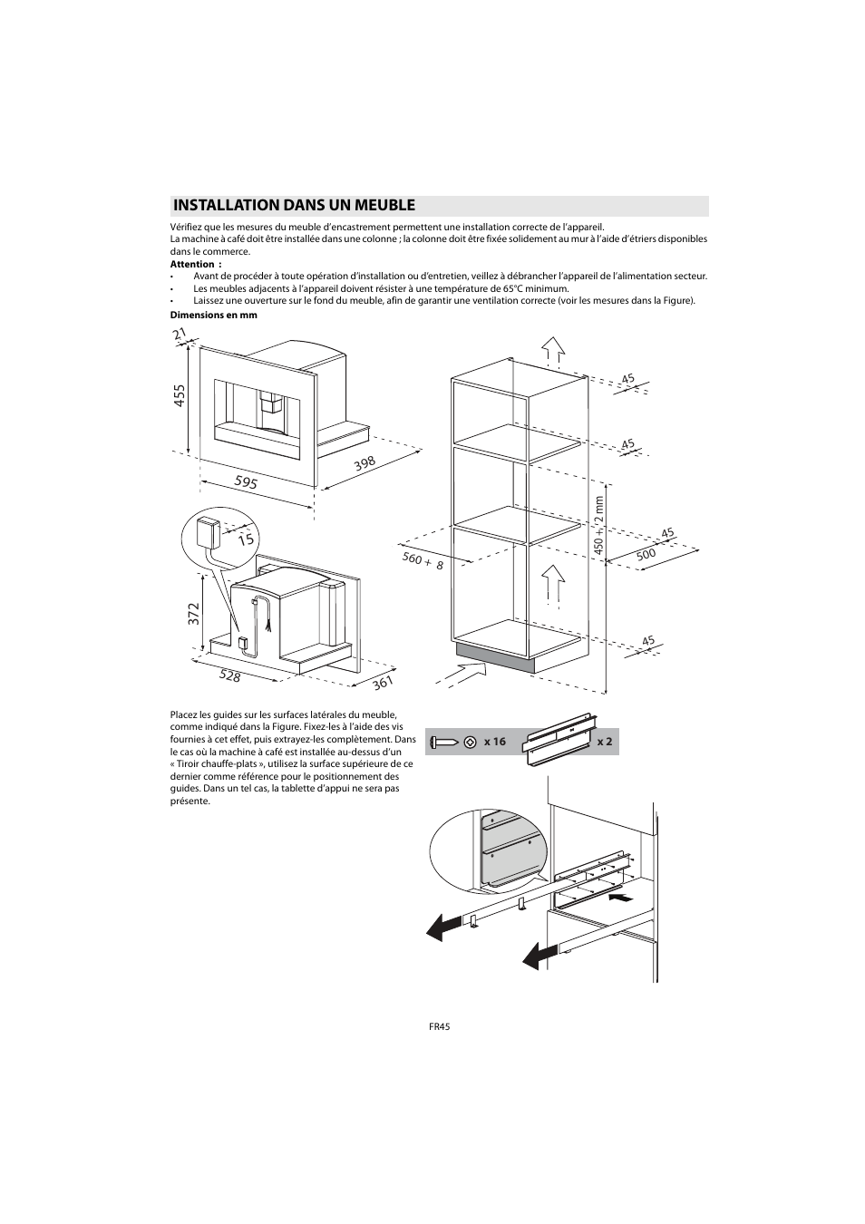 Installation dans un meuble | Whirlpool ACE 102 IX User Manual | Page 47 / 298