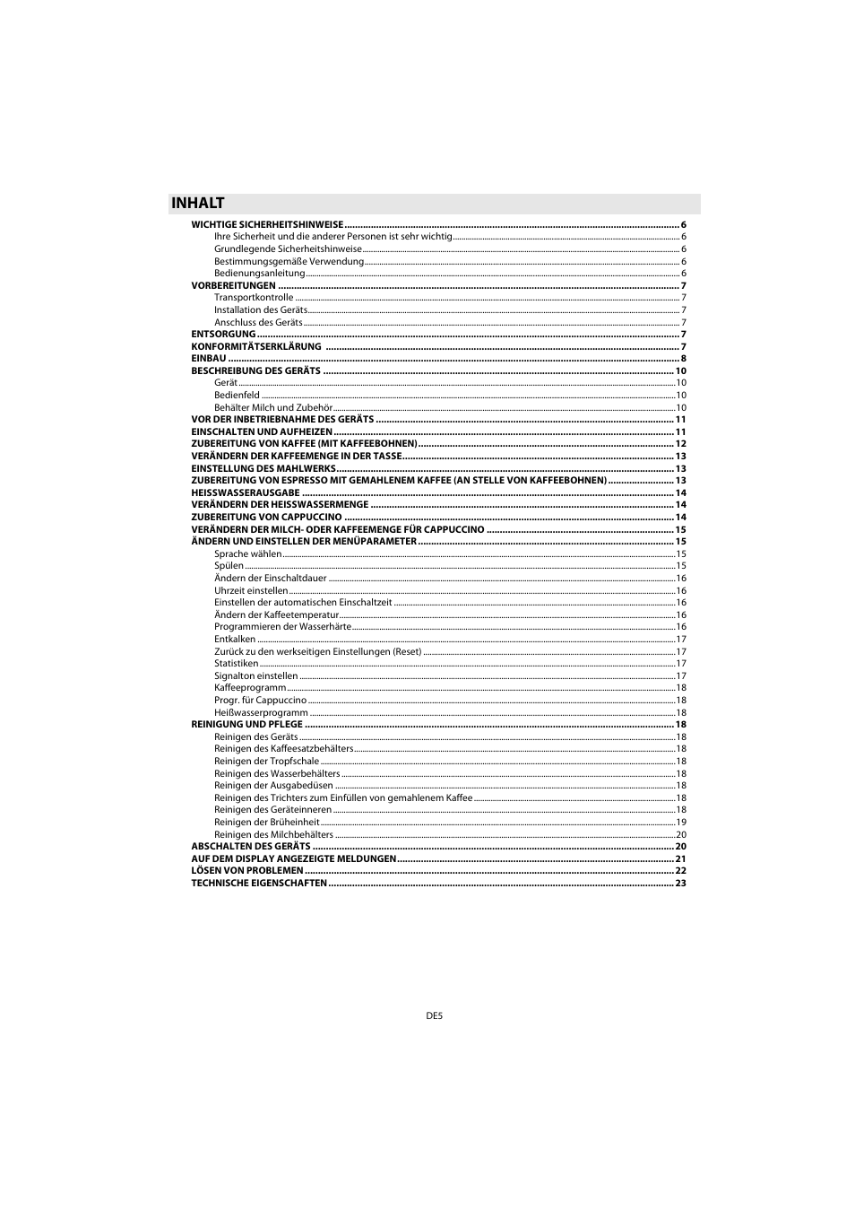 Inhalt | Whirlpool ACE 102 IX User Manual | Page 7 / 298