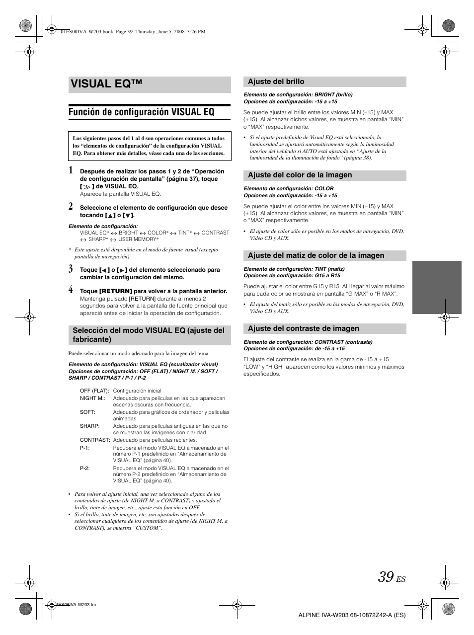 Visual eq, Función de configuración visual eq | Alpine IVA-W203 User Manual | Page 197 / 240
