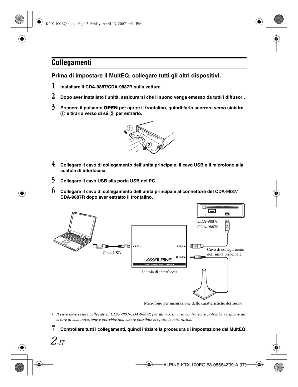 Collegamenti | Alpine KTX-100EQ User Manual | Page 36 / 60