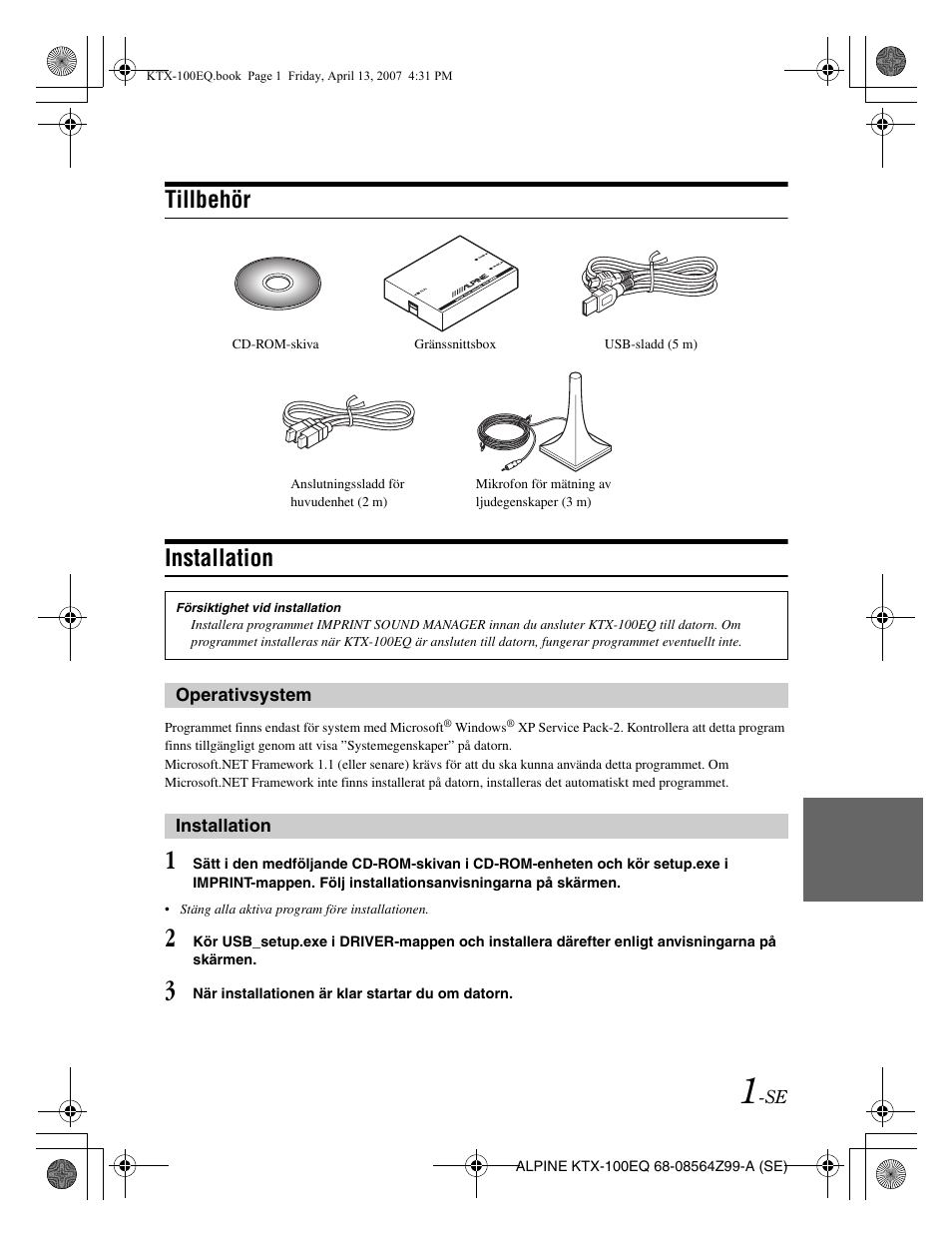 Tillbehör installation | Alpine KTX-100EQ User Manual | Page 43 / 60