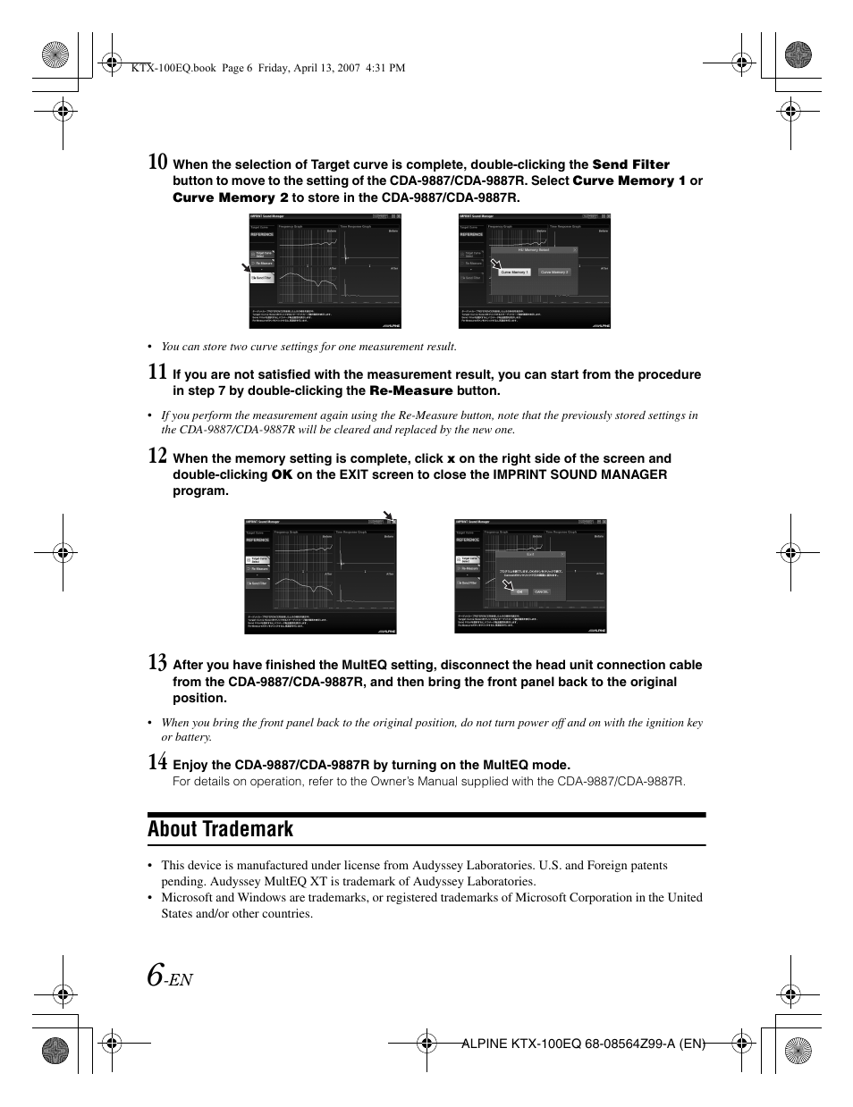 About trademark | Alpine KTX-100EQ User Manual | Page 8 / 60