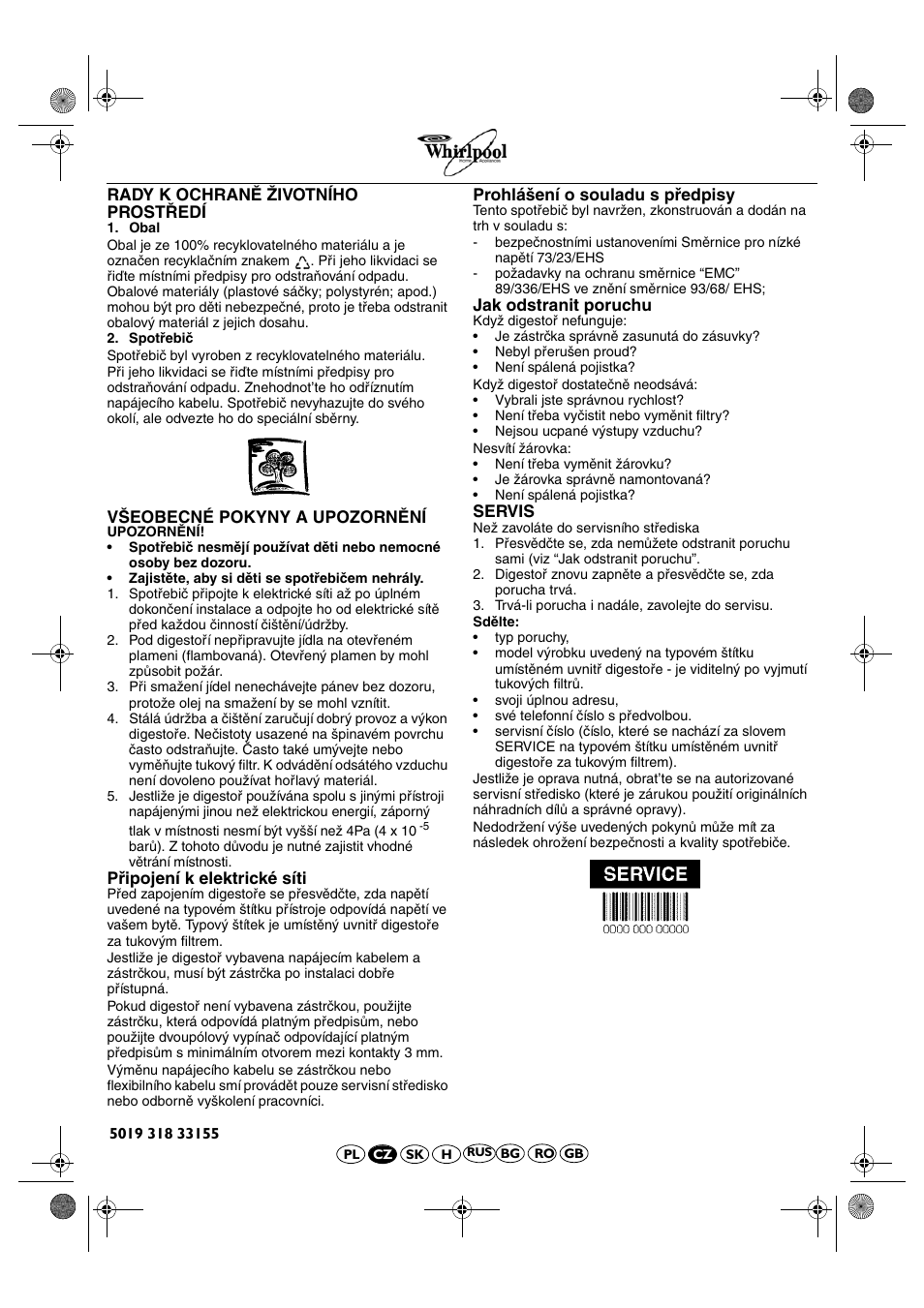 Whirlpool AKR 420 ME User Manual | Page 6 / 6