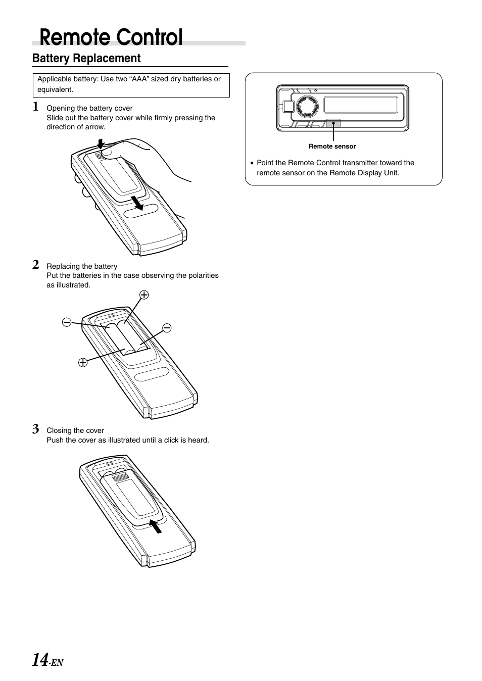 Remote control | Alpine CRA-1667RF User Manual | Page 16 / 23