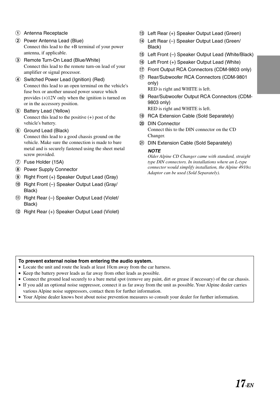 Alpine cdm-9803 User Manual | Page 19 / 23