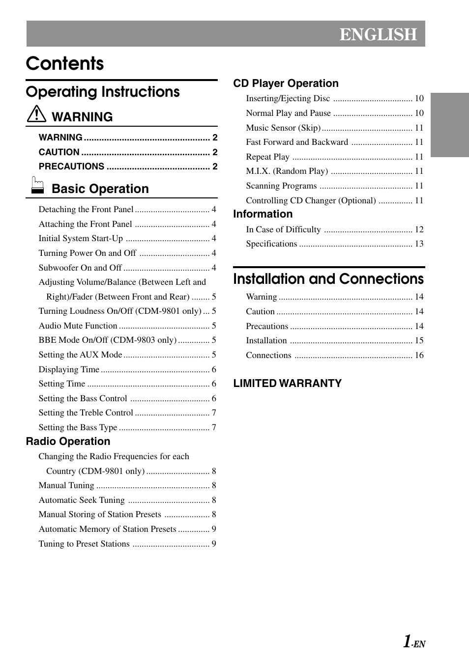 Alpine cdm-9803 User Manual | Page 3 / 23