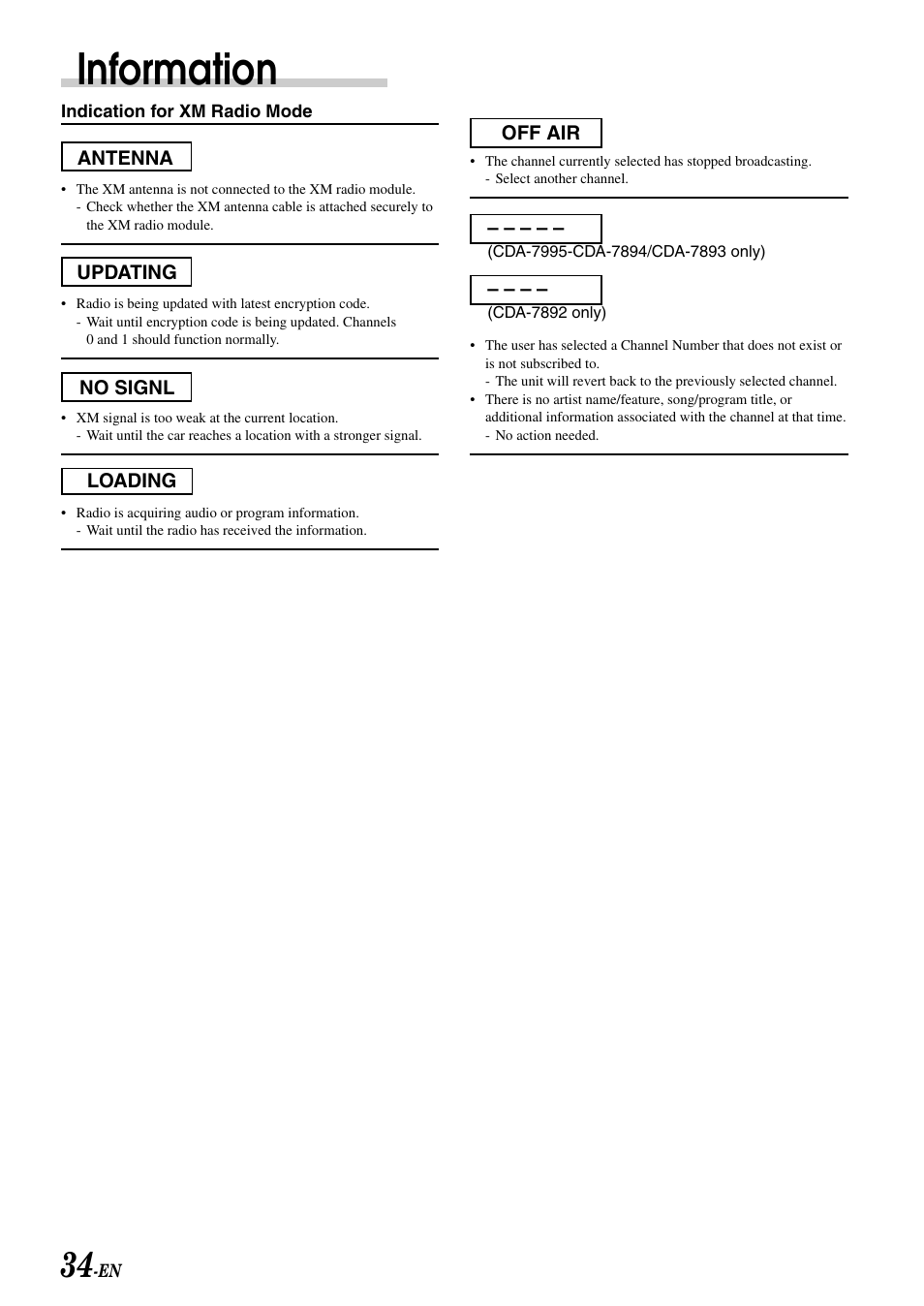 Information | Alpine CDA-7995 User Manual | Page 36 / 43