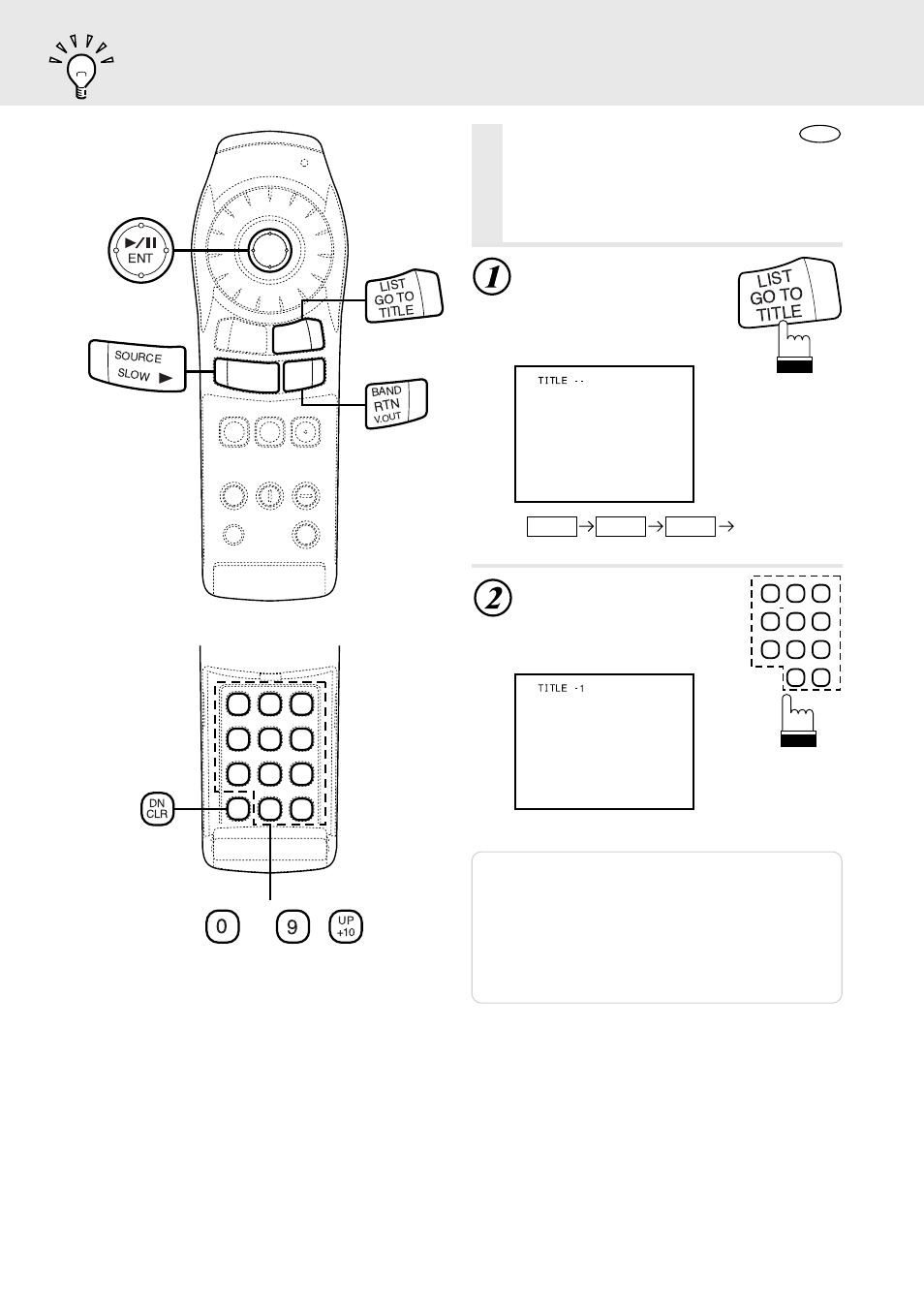 Searching by title number, During playback, press “go to, When title number 1 is input) | List go to title | Alpine DVA-5205 User Manual | Page 16 / 72