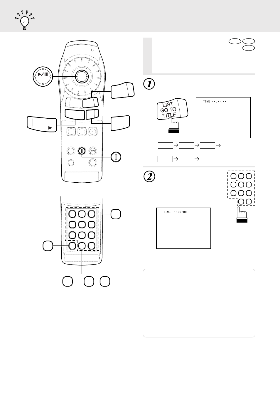 Searching by elapsed time, During playback, press “go to, List go to title | Alpine DVA-5205 User Manual | Page 18 / 72