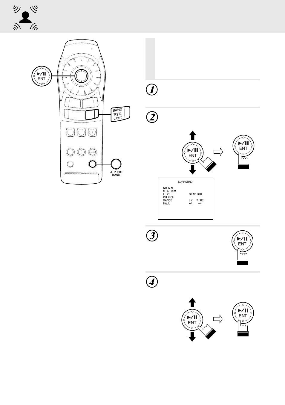 Adjusting the surround settings, Press “ent | Alpine DVA-5205 User Manual | Page 42 / 72