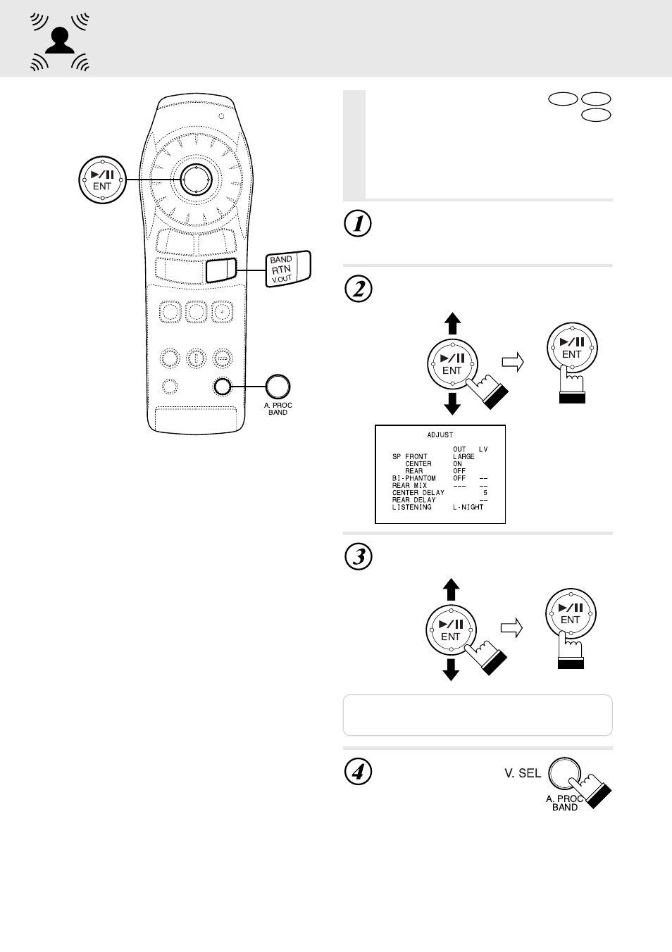 Adjust, Rear speaker time compensation, Adjust – rear speaker time compensation | Alpine DVA-5205 User Manual | Page 50 / 72