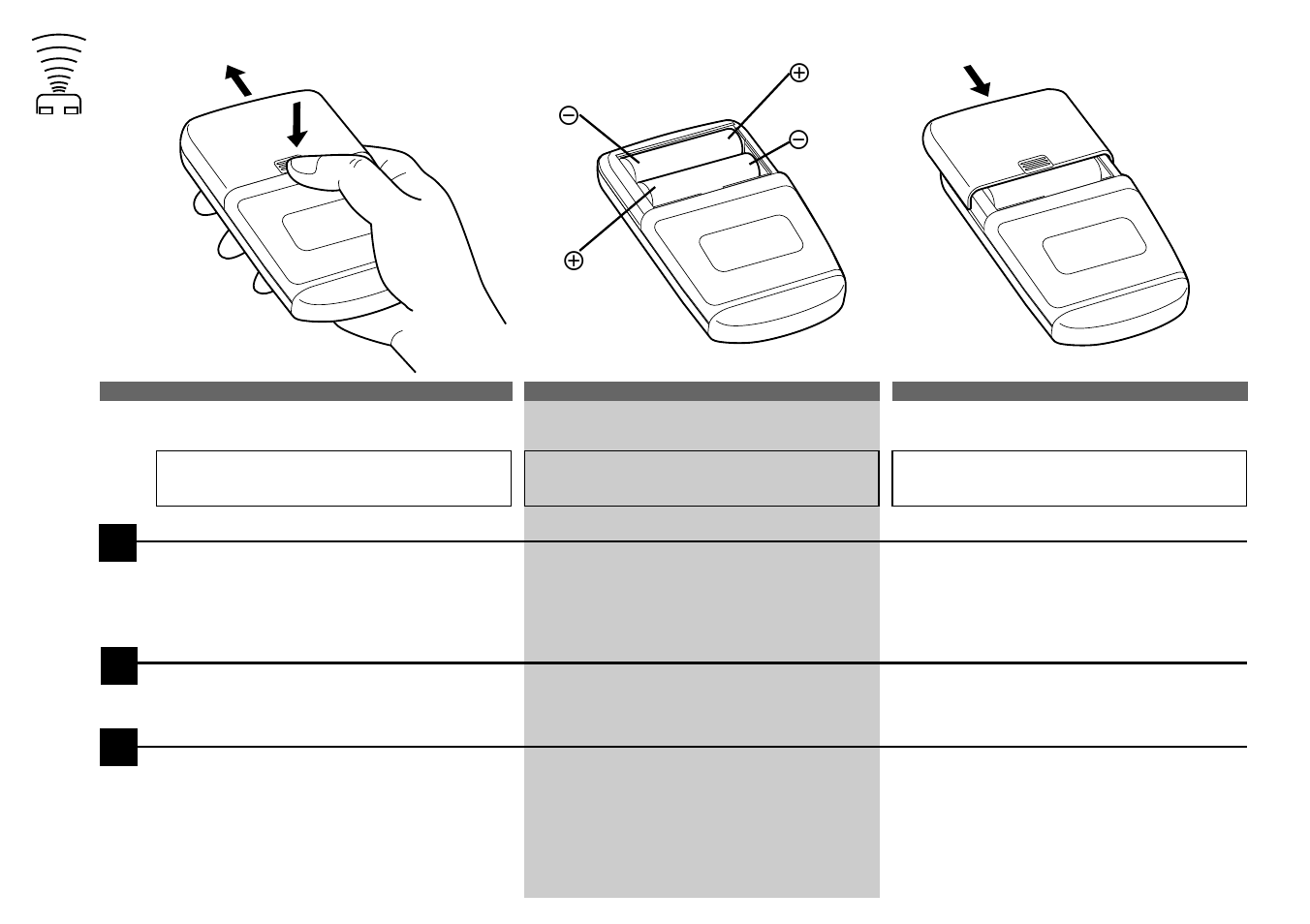 Battery replacement, Reemplazo de las pilas, Remplacement des piles | Alpine CDA-7844 User Manual | Page 69 / 84