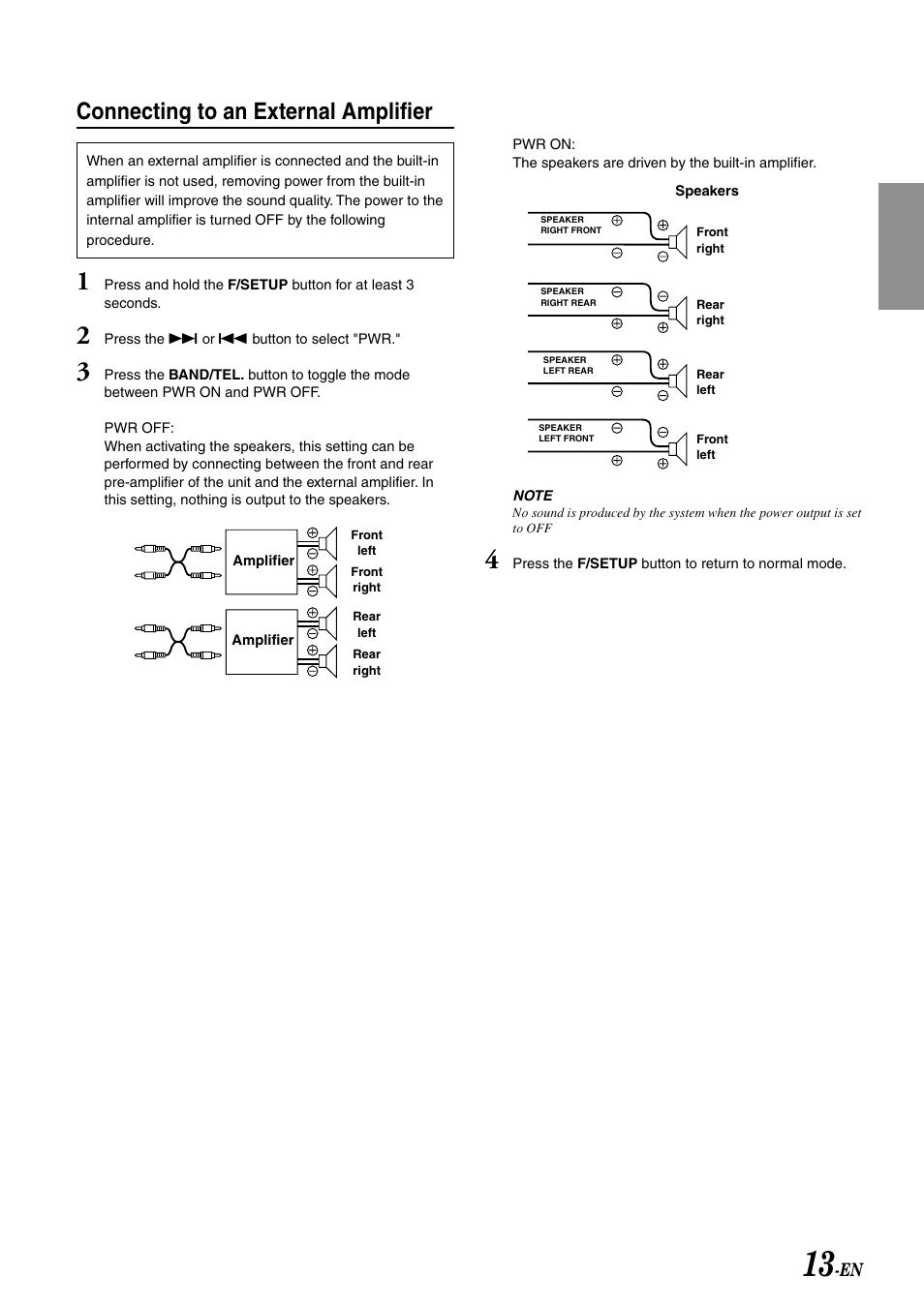 Connecting to an external amplifier | Alpine cda-9805 User Manual | Page 15 / 41