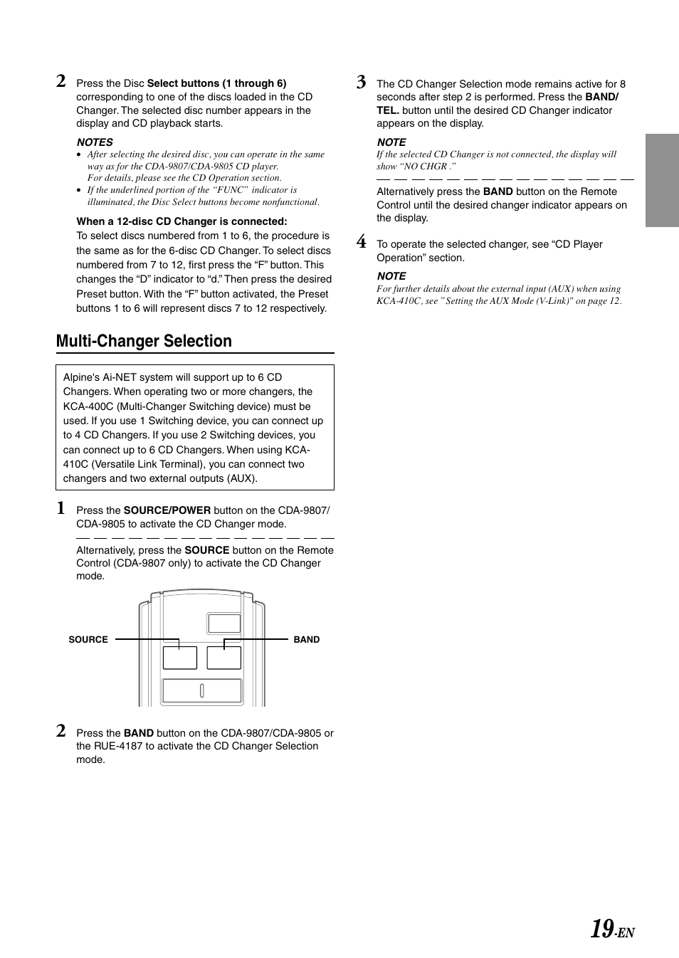 Multi-changer selection | Alpine cda-9805 User Manual | Page 21 / 41